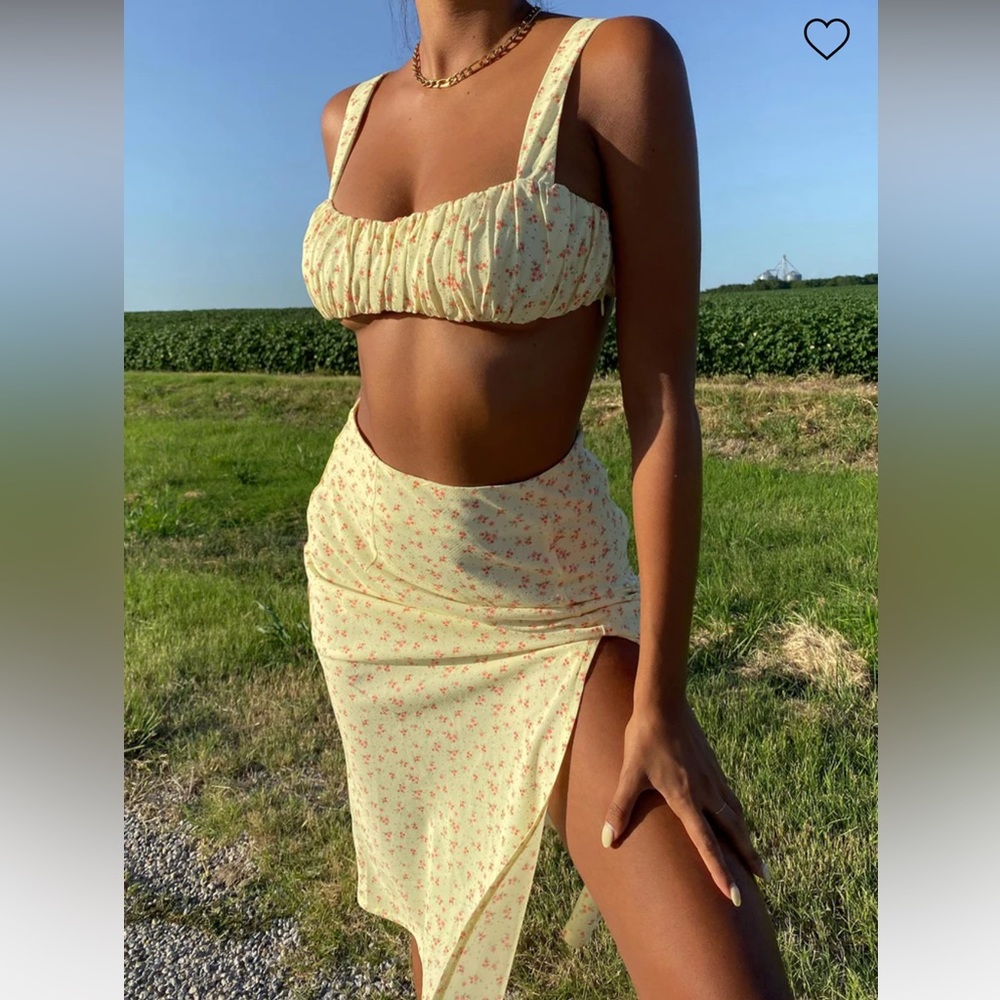Princess Polly yellow Lily skirt matching set